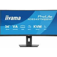 iiyama ProLite Curved Monitor XCB3497WQSNP-B1 34" VA Ultra-Wide Screen with KVM Switch, LAN, USB-C Dock, 0.4ms, 120Hz, HDMI, DisplayPort, Speakers, Height Adjustment