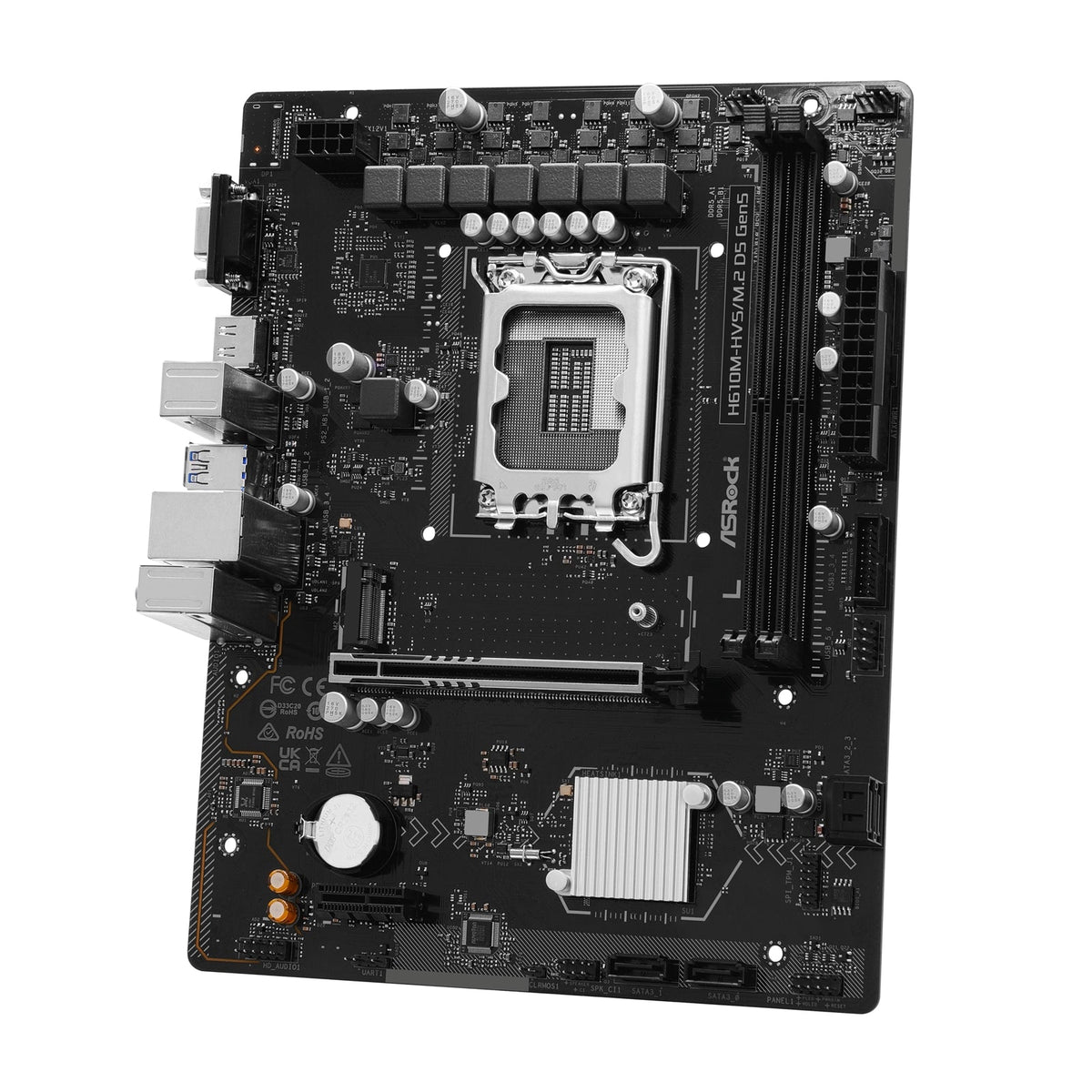 ASRock H610M-HVS/M.2 D5 GEN5 Intel 1700 Socket Motherboard, Micro-ATX, 2x DDR5 Slots, 1x M.2 Socket, GbE LAN, 1x D-Sub / 1x HDMI Port