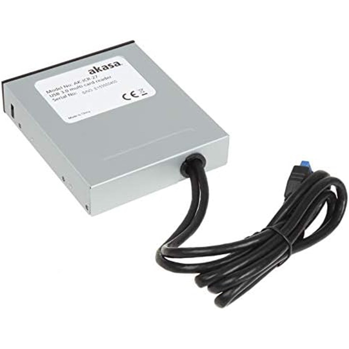 Akasa USB 3.0 Multi Card Reader, Supports CF/MS/SD/MicroSD UHS-II Cards, 3.5", Internal USB 3.0 Connector, Black, for PC