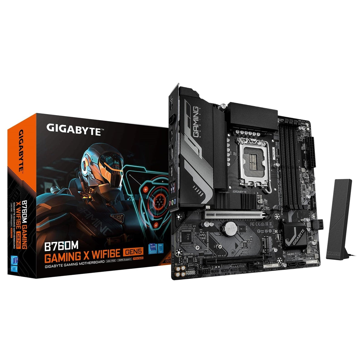 Gigabyte B760M GAMING X WIFI6E GEN 5 INTEL Socket Motherboard, Micro-ATX, 4x DDR5 Slots, 2x M.2 Socket, 2.5GbE LAN, Wi-Fi 6E, 1x HDMI Port / 1x Display Port