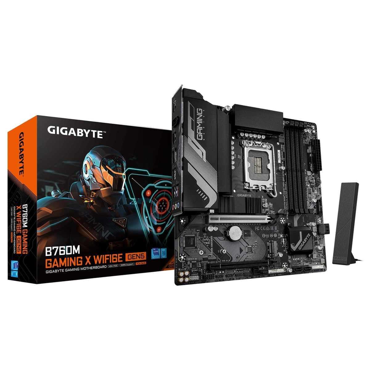 Gigabyte B760M GAMING X WIFI6E GEN 5 INTEL Socket Motherboard, Micro-ATX, 4x DDR5 Slots, 2x M.2 Socket, 2.5GbE LAN, Wi-Fi 6E, 1x HDMI Port / 1x Display Port