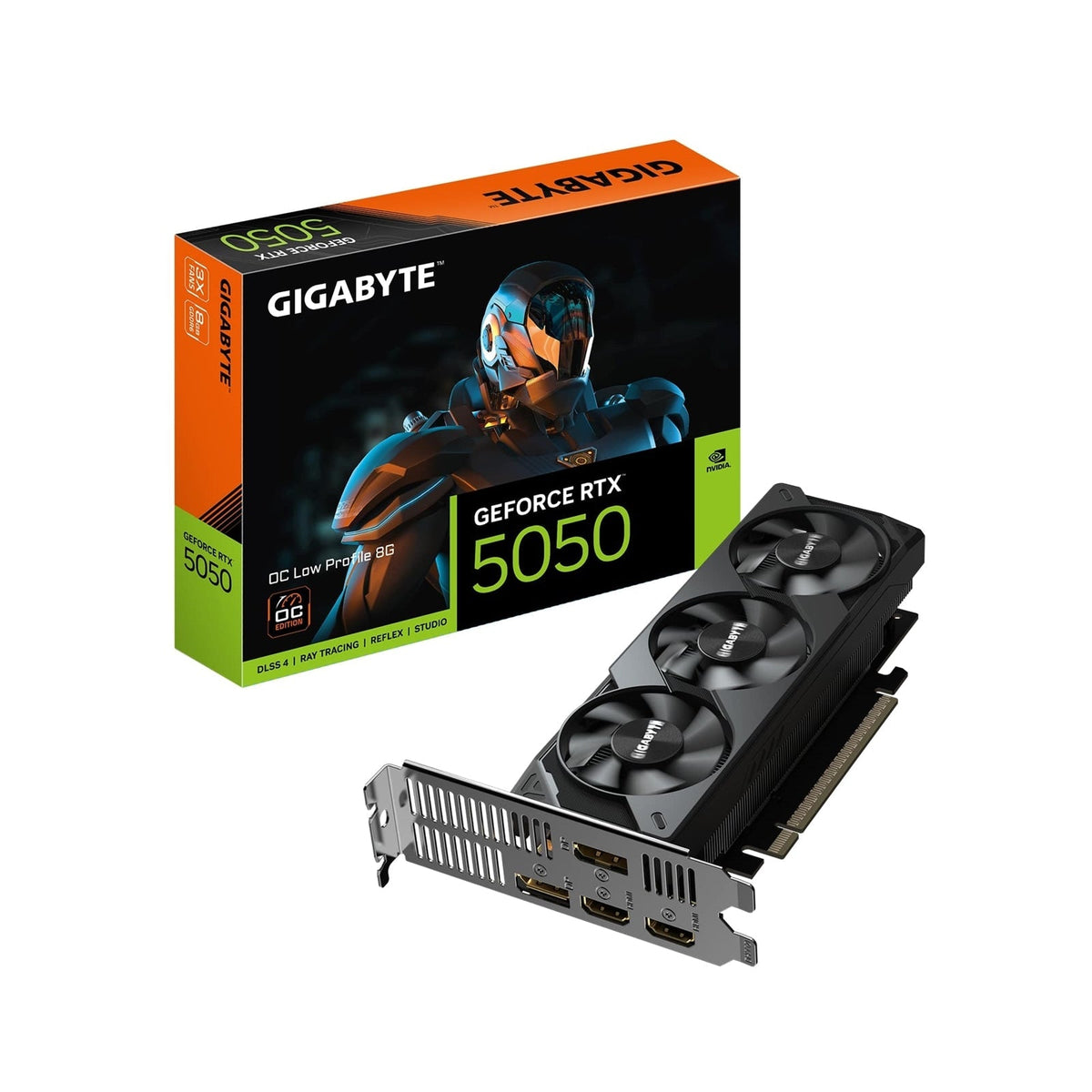 Gigabyte NVIDIA GeForce RTX 5050 OC Low Profile 8G, GDDR6 Graphics Card, 2560 Cuda Core, 2587MHz Core Clock, Triple Fan, 2x DisplayPorts / 2x HDMI Ports