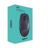 Logitech M90 Wired USB Mouse, 3-Buttons, 1000dpi and Optical Tracking, Ambidextrous Design for PC, Mac and Laptop, Black