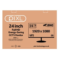 piXL 24-inch Full HD Energy Saving CCTV IPS Monitor for 24/7 use with BNC, HDMI & VGA Connections and CVBS, AHD, TVI & CVI Signal Support
