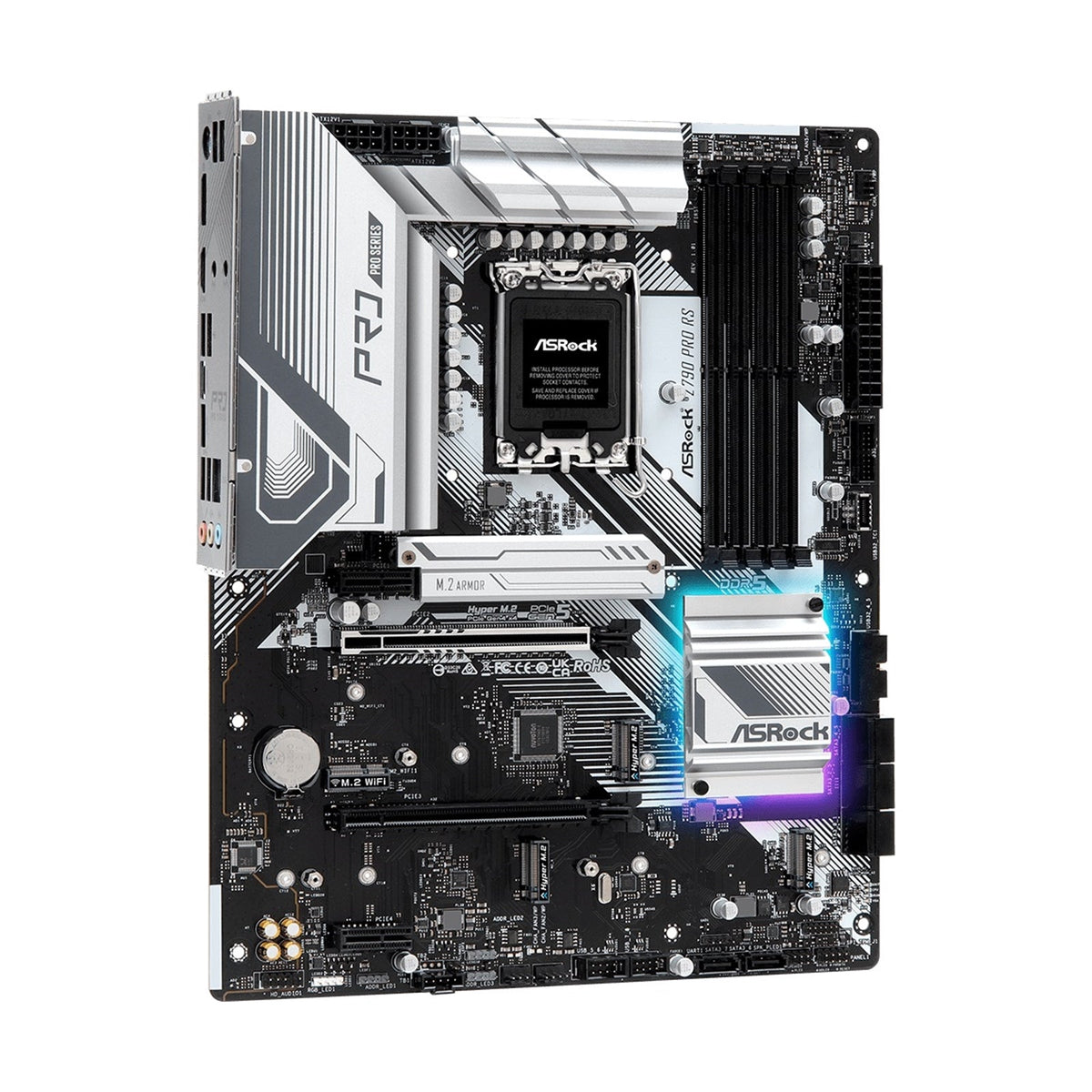 ASRock Z790 Pro RS Intel 1700 Socket Motherboard, ATX, 4x DDR5 Slots, 4x M.2 Sockets, Fitted I/O Shield, 2.5GbE LAN, 1x DisplayPort / 1x HDMI Port