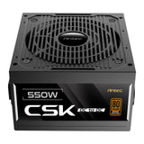 Antec CSK550DC 550W Power Supply, 80 Plus Bronze Certified, ATX 12V 2.52, Non-Modular, DC-to-DC, Flat Black Cables, 120mm Quiet Fan, UK Plug