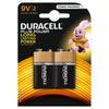 Duracell Plus Power Alkaline Pack of 2 9V Battery