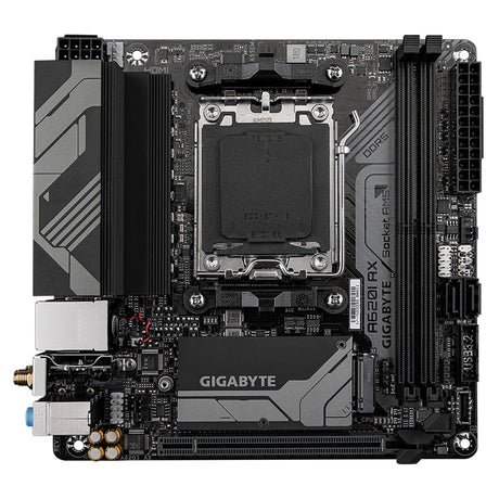 Gigabyte A620I AX (rev. 1.0) AMD AM5 Socket Motherboard, Mini-ITX, 2x DDR5 Slots, 1x M.2 Socket, 2.5GbE LAN, Wi-Fi 6E, 1 x DisplayPort / 1x HDMI Port