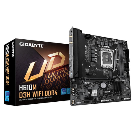 Gigabyte H610M D3H WIFI DDR4 Intel 1700 Socket Motherboard, Micro-ATX, 2x DDR4 Slots, 2x M.2 Socket, GbE LAN, Wi-Fi 5, 1x HDMI Port