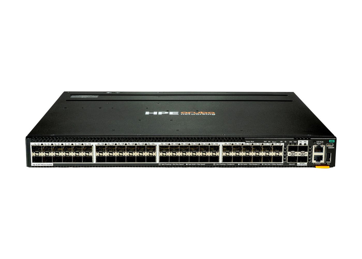 Hewlett Packard Enterprise Aruba Networking CX 6300M 48p SFP 1G 2p SFP56 50G 2p SFP28 25G MACsec Switch