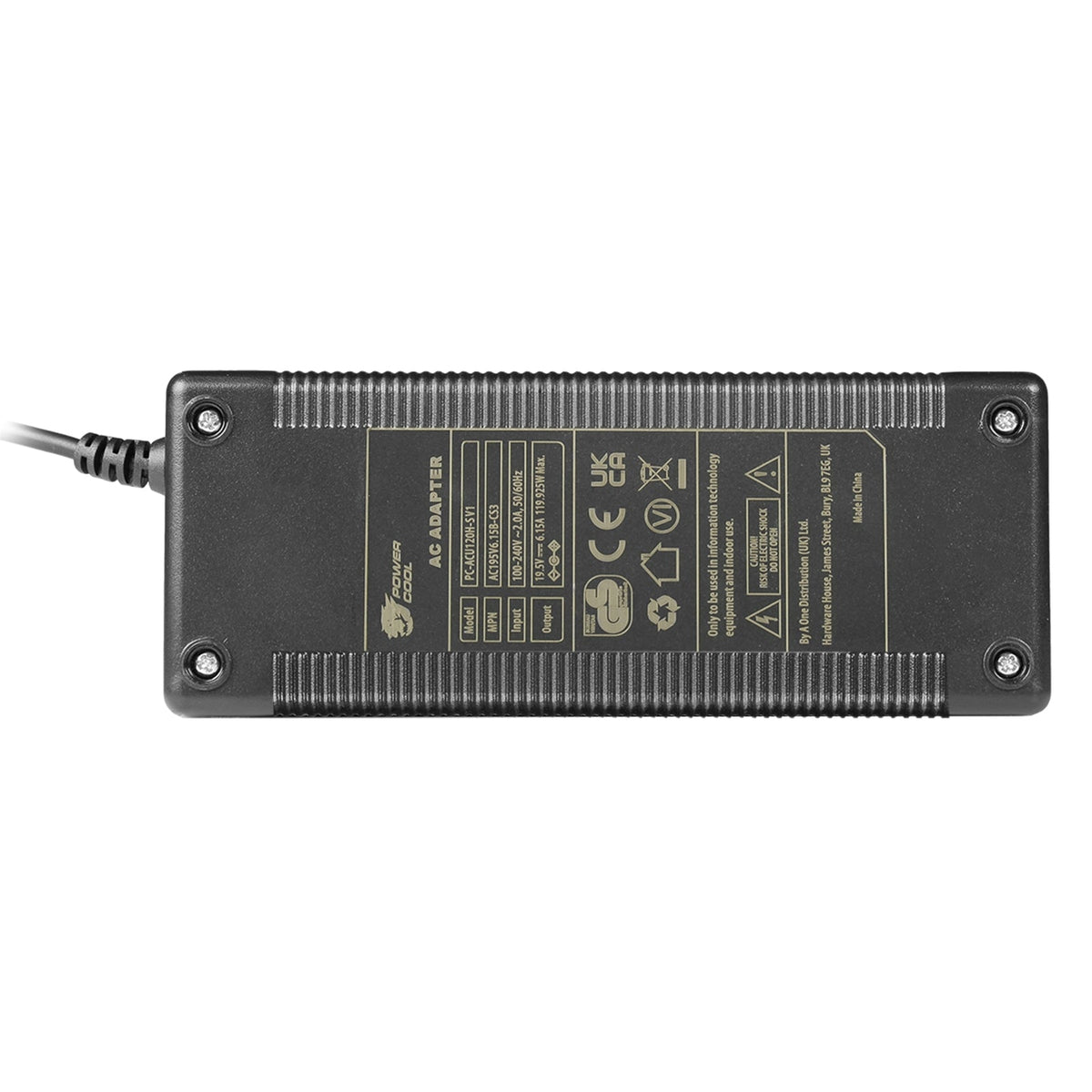 Powercool 120W 19.5V 6.15A Universal Laptop AC Adapter - Charger With 8 TIPS