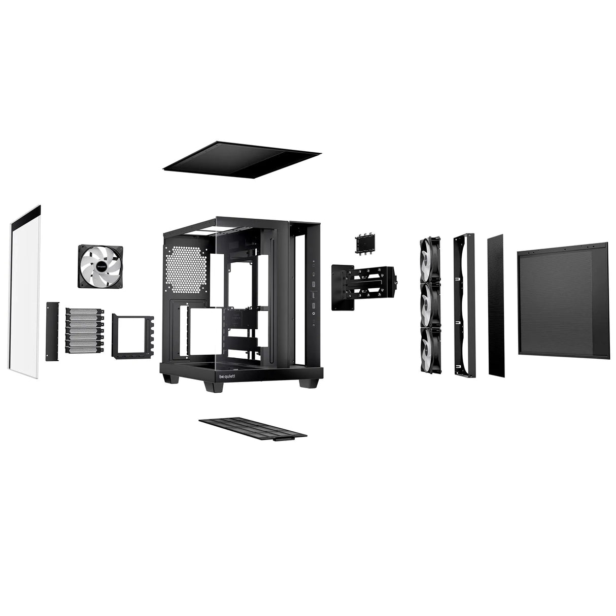be quiet! Light Base 500 LX BGW85 Mid-Tower Case, Tempered Glass, 4 x ARGB Light Wings LX Fans, High Airflow ATX Case, USB-C 10Gbps, 400mm GPU Support, Vertical GPU Mount, Black