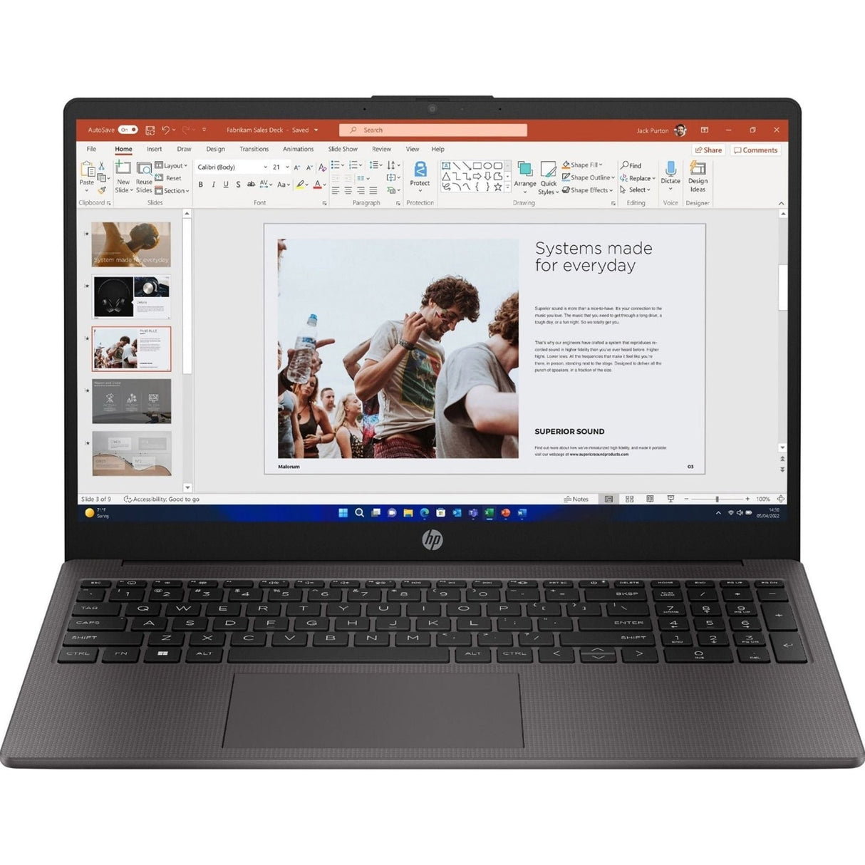 HP 255 G10 AK9U8AT#ABU Laptop, 15.6 Inch Full HD 1080p Screen, AMD Ryzen 5 7530U, 8GB RAM, 256GB SSD, Windows 11 Home